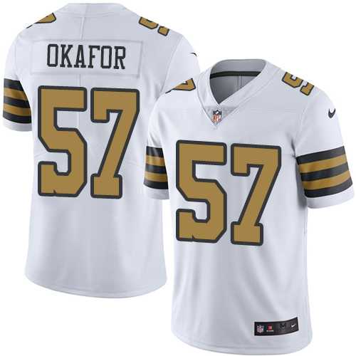Youth Nike New Orleans Saints #57 Alex Okafor White Stitched NFL Limited Rush Jersey
