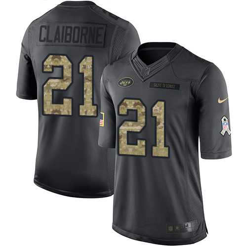 Youth Nike New York Jets #21 Morris Claiborne Limited Black 2016 Salute to Service Nike NFL