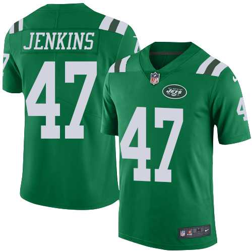 Youth Nike New York Jets #47 Jordan Jenkins Green Stitched NFL Limited Rush Jersey