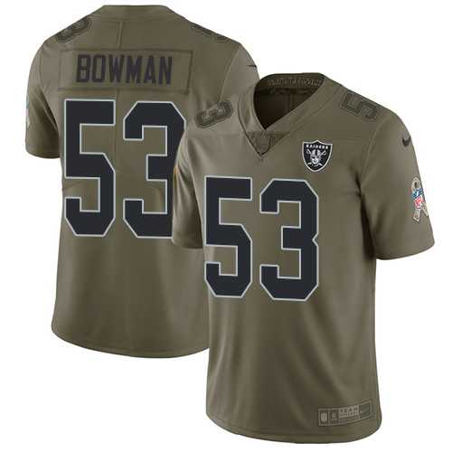 Youth Nike Oakland Raiders #53 NaVorro Bowman Olive Stitched NFL Limited 2017 Salute to Service Jersey