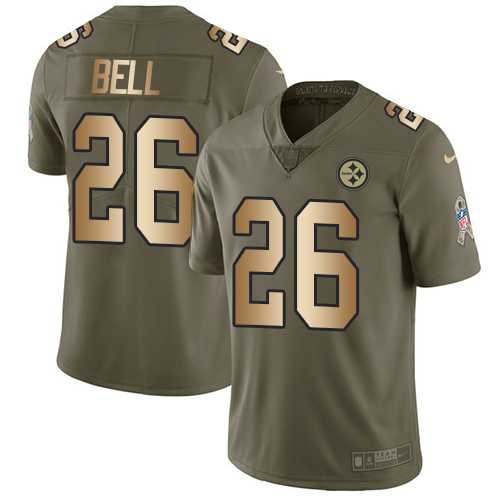Youth Nike Pittsburgh Steelers #26 Le'Veon Bell Olive Gold Stitched NFL Limited 2017 Salute to Service Jersey