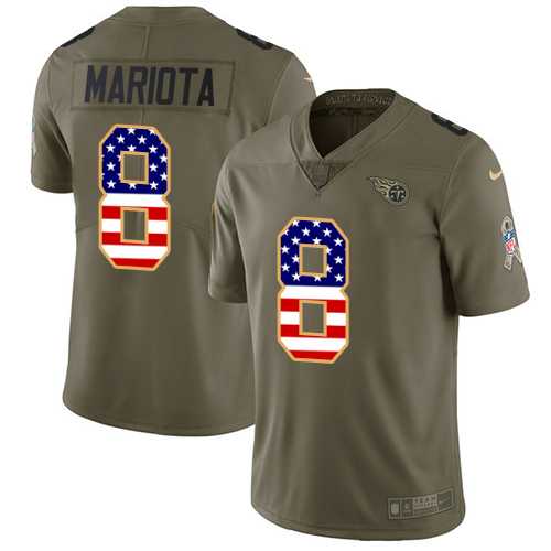 Youth Nike Tennessee Titans #8 Marcus Mariota Olive USA Flag Stitched NFL Limited 2017 Salute to Service Jersey