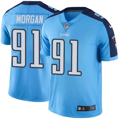 Youth Nike Tennessee Titans #91 Derrick Morgan Light Blue Stitched NFL Limited Rush Jersey
