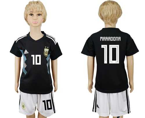 Argentina #10 Maradona Away Kid Soccer Country Jersey