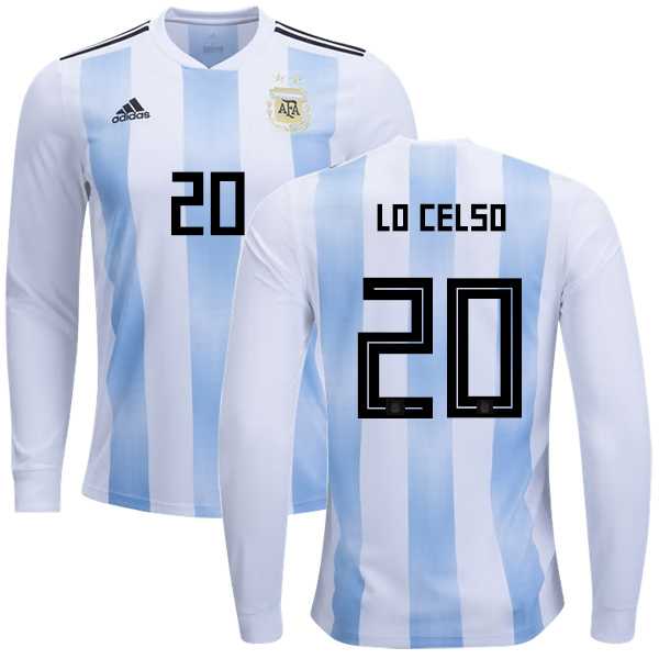 Argentina #20 Lo Celso Home Long Sleeves Kid Soccer Country Jersey
