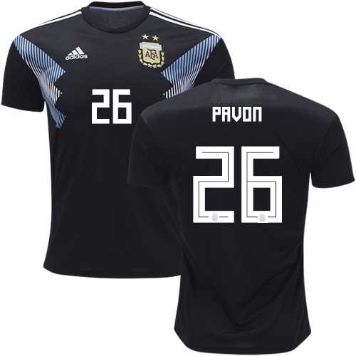 Argentina #26 Pavon Away Kid Soccer Country Jersey