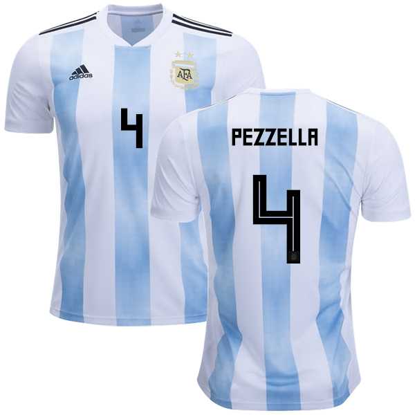 Argentina #4 Pezzella Home Kid Soccer Country Jersey