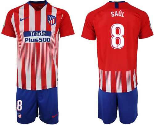Atletico Madrid #8 Saul Home Soccer Club Jersey