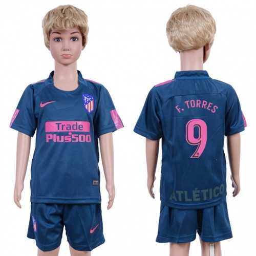 Atletico Madrid #9 F.Torres Sec Away Kid Soccer Club Jersey