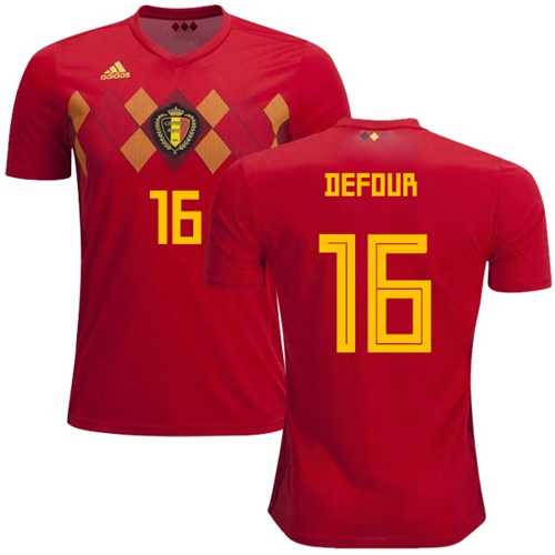 Belgium #16 Defour Red Home Soccer Country Jersey