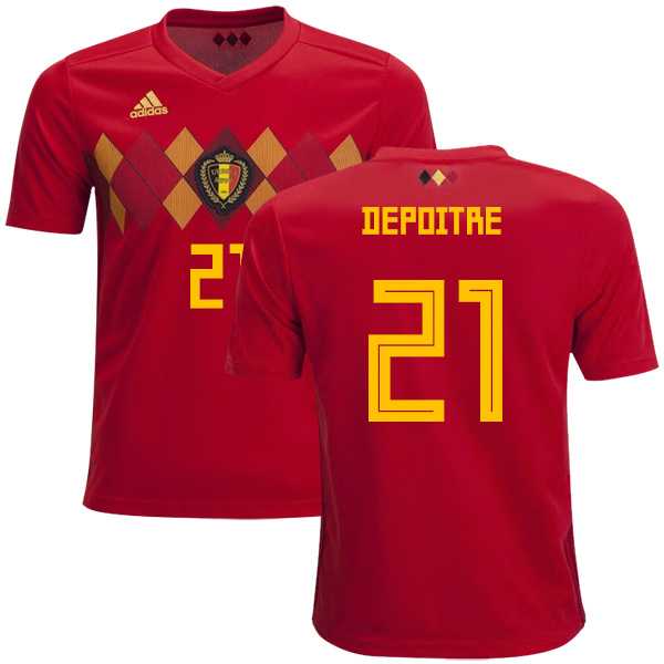 Belgium #21 Depoitre Home Kid Soccer Country Jersey