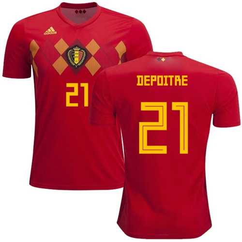 Belgium #21 Depoitre Red Home Soccer Country Jersey