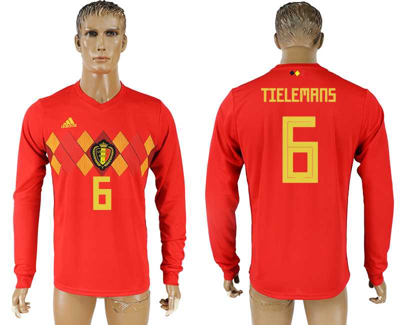 Belgium #6 TIELEMANS Home 2018 FIFA World Cup Long Sleeve Thailand Soccer Jersey