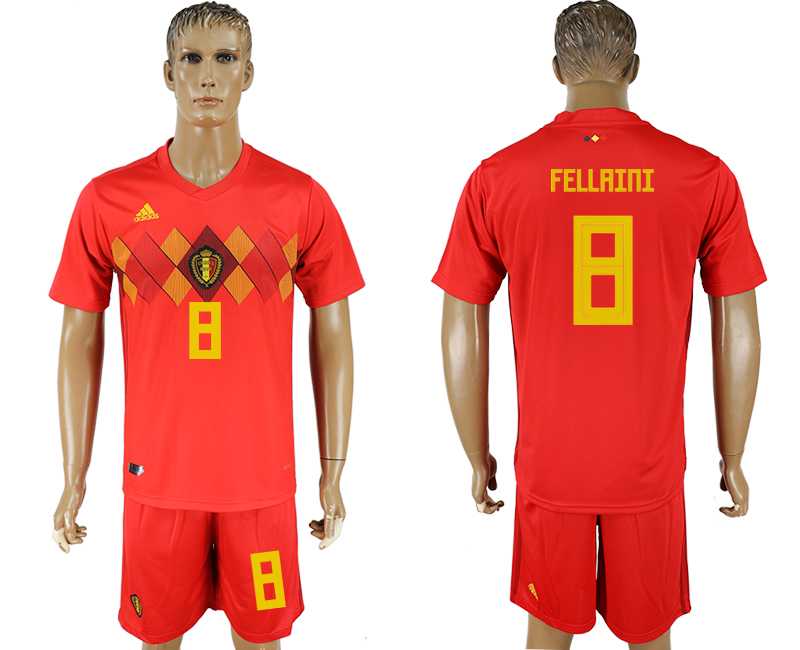 Belgium #8 FELLAINI Home 2018 FIFA World Cup Soccer Jersey
