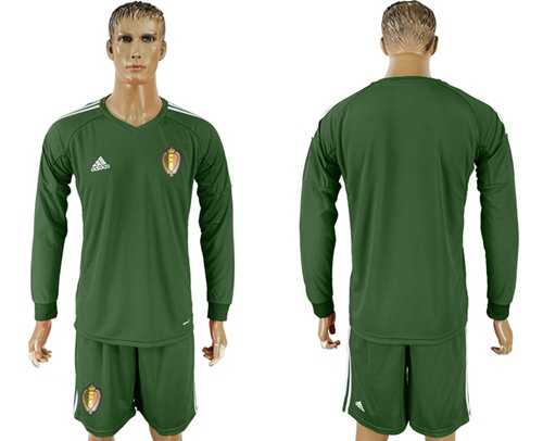 Belgium Blank Army Green Long Sleeves Goalkeeper Soccer Country Jersey