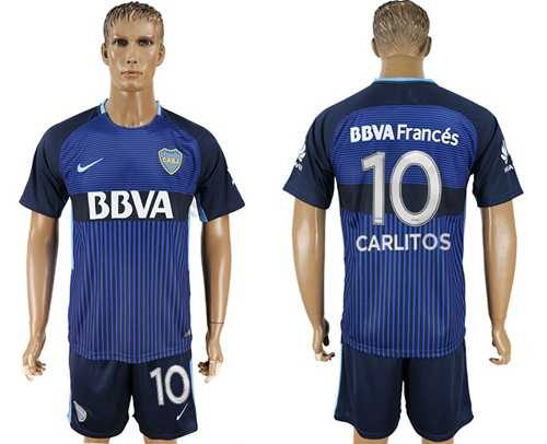Boca Juniors #10 Carlitos Sec Away Soccer Club Jersey