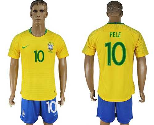 Brazil #10 Pele Home Soccer Country Jersey