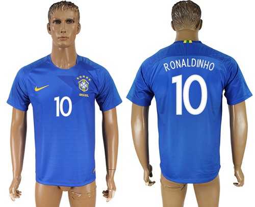 Brazil #10 Ronaldinho Away Soccer Country Jersey
