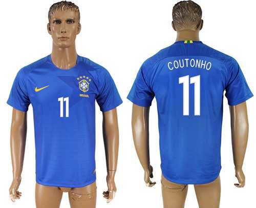Brazil #11 Coutonho Away Soccer Country Jersey