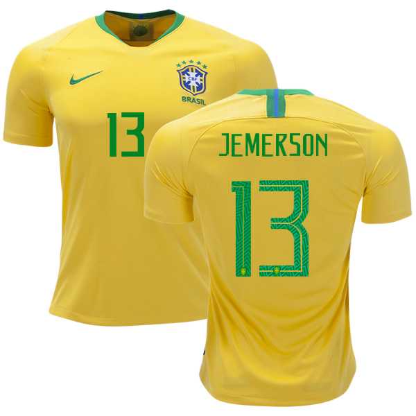 Brazil #13 Jemerson Home Soccer Country Jersey