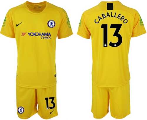 Chelsea #13 Caballero Yellow Goalkeeper Soccer Club Jersey