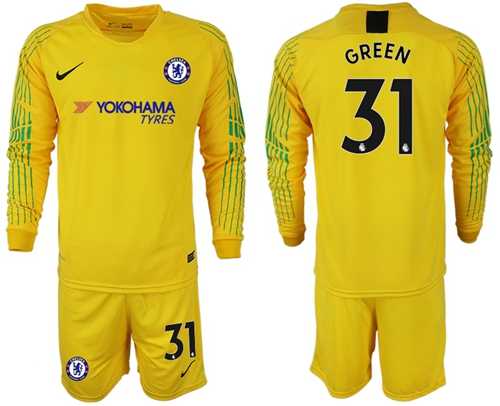 Chelsea #31 Green Yellow Goalkeeper Long Sleeves Soccer Club Jersey
