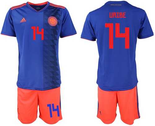 Colombia #14 Uribe Away Soccer Country Jersey