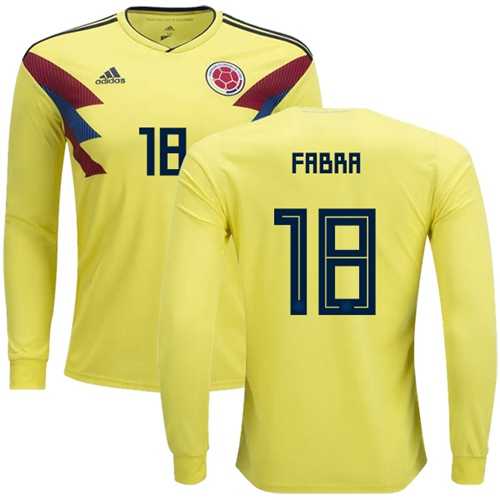Colombia #18 Fabra Home Long Sleeves Soccer Country Jersey