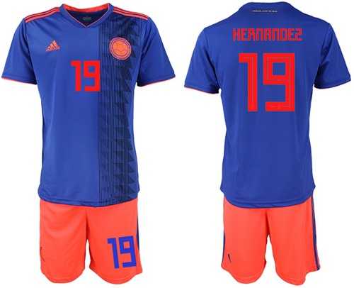Colombia #19 Hernandez Away Soccer Country Jersey