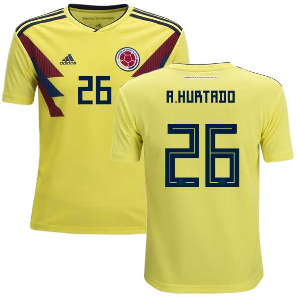Colombia #26 A. Hurtado Home Kid Soccer Country Jersey