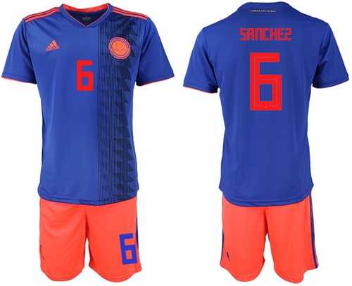 Colombia #6 Sanchez Away Soccer Country Jersey