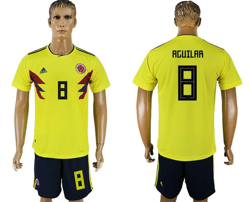 Colombia #8 AGUILAR Home 2018 FIFA World Cup Soccer Jersey