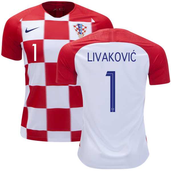 Croatia #1 Livakovic Home Kid Soccer Country Jersey