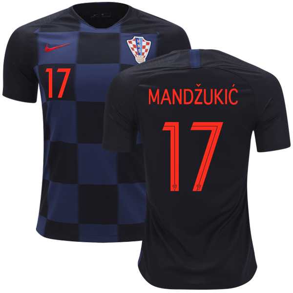 Croatia #17 Mandzukic Away Kid Soccer Country Jersey