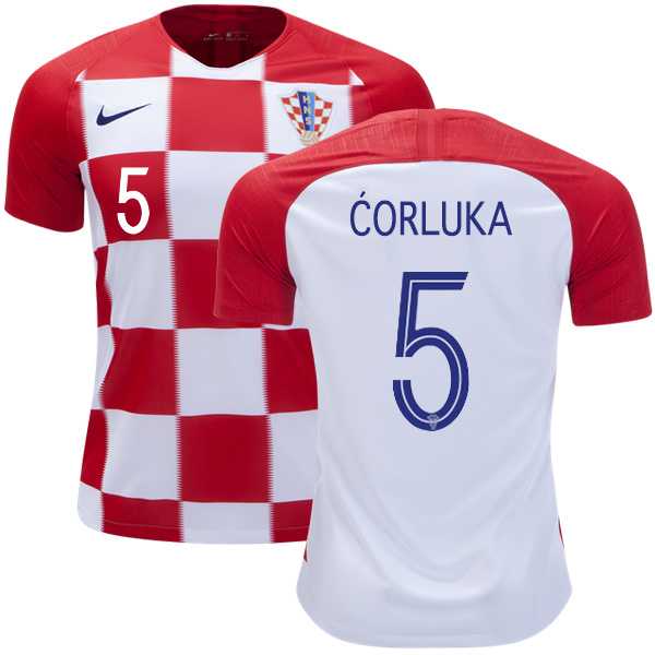 Croatia #5 Corluka Home Kid Soccer Country Jersey