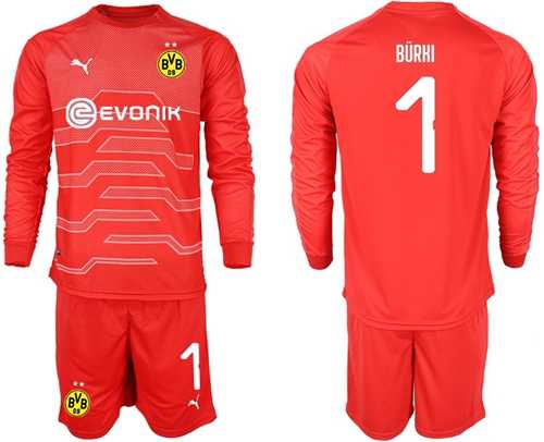 Dortmund #1 Burki Red Goalkeeper Long Sleeves Soccer Club Jersey