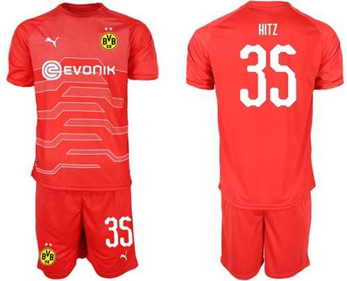 Dortmund #35 Hitz Red Goalkeeper Soccer Club Jersey