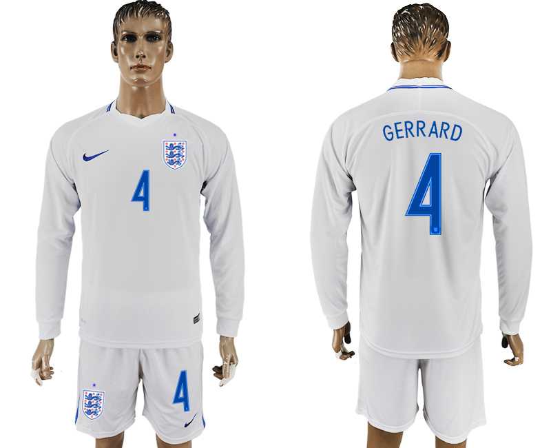 England #4 GERRARD Goalkeeper Home 2018 FIFA World Cup Long Sleeve Soccer Jersey