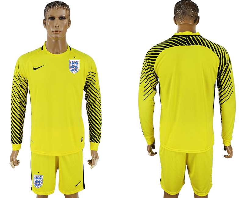 England Yellow Goalkeeper 2018 FIFA World Cup Long Sleeve Soccer Jersey