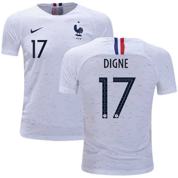 France #17 Digne Away Kid Soccer Country Jersey