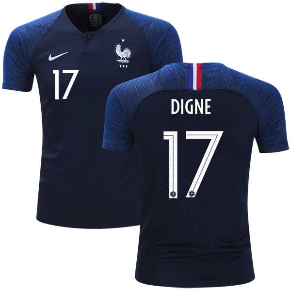 France #17 Digne Home Kid Soccer Country Jersey