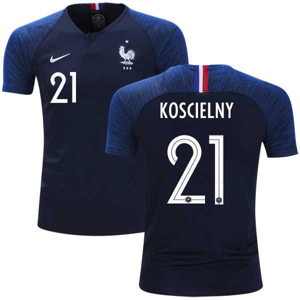 France #21 Koscielny Home Kid Soccer Country Jersey