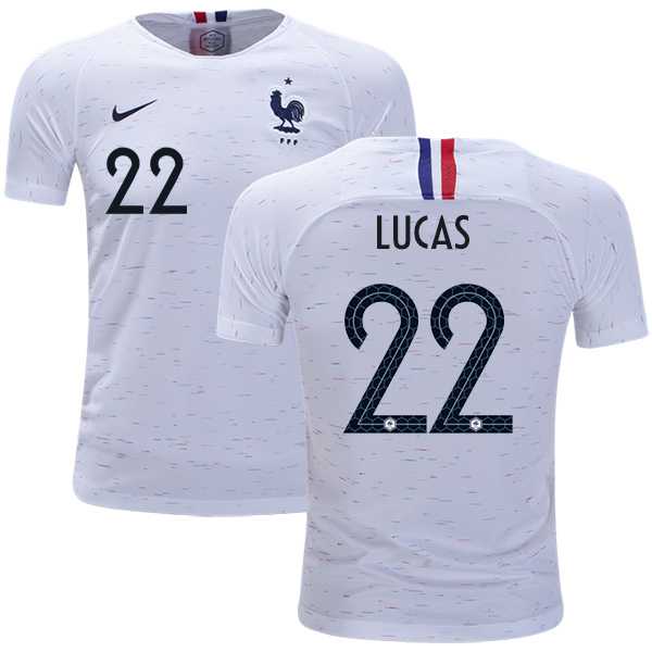 France #22 Lucas Away Kid Soccer Country Jersey