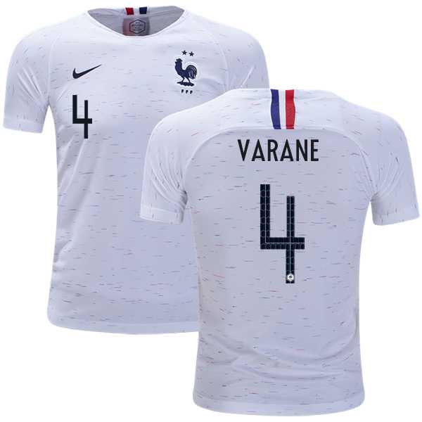 France #4 Varane Away Kid Soccer Country Jersey