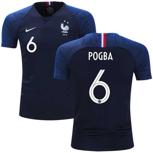 France #6 Pogba Home Kid Soccer Country Jersey