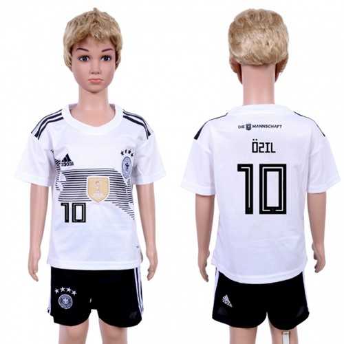 Germany #10 Ozil Home Kid Soccer Country Jersey