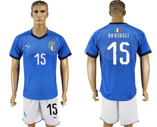 Italy #15 Barzagli Home Soccer Country Jersey