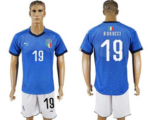 Italy #19 Bonucci Home Soccer Country Jersey