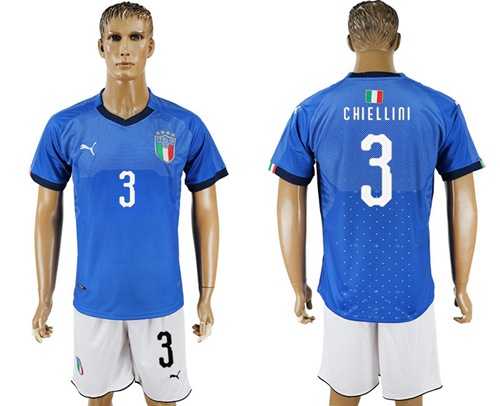 Italy #3 Chiellini Home Soccer Country Jersey