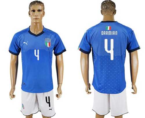 Italy #4 Darmian Home Soccer Country Jersey